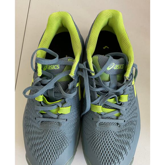 Asics Men\'s Gel-Resolution 9 Steel Blue Hazard Green Sneaker Size 6.5 Wide main image 6